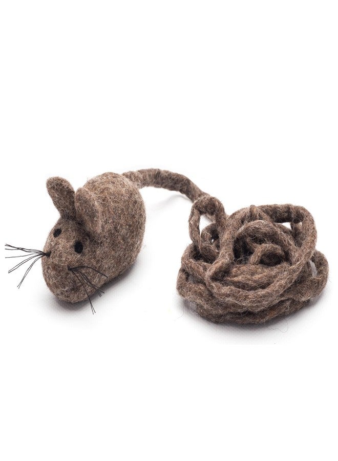 Glaciart One Felt Mouse Cat Toy – Soft Fuzzy Enrichment 100% Natural Wool - Interactive Catnip Play Cat Toy Set - Safe for Pets, Non-AZO Colored Dyes - 100” Long - Image 1